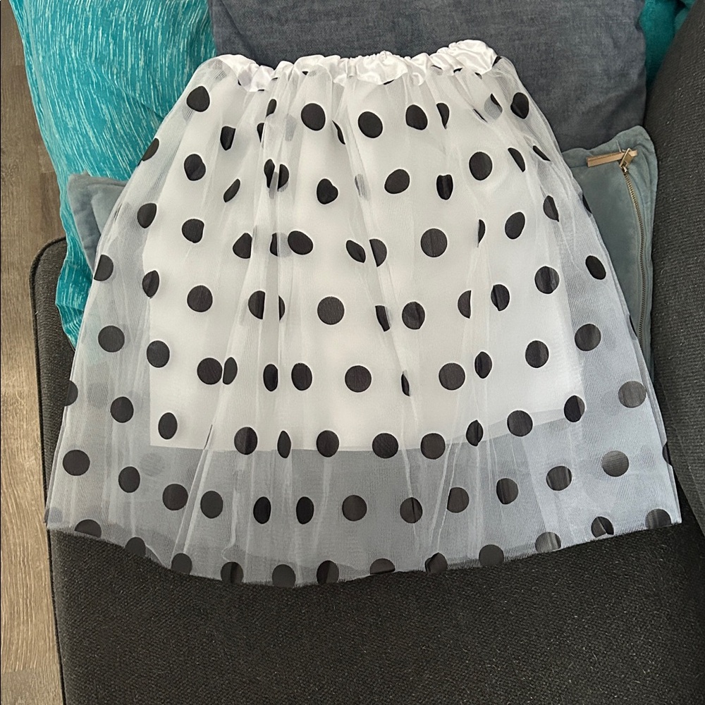 Polka Dot or Dalmatian Tulle Skirt and accessories - Black and White